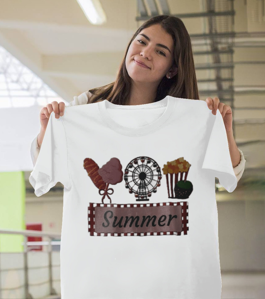Summer Corn Dog Cotton Candy Ferris Wheel Popcorn Caramel Apple T-Shirt