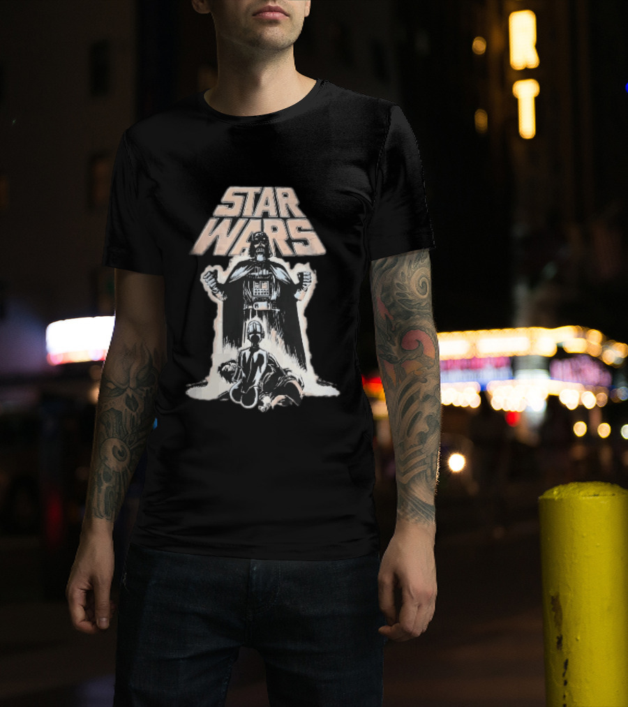 Star Wars Distressed Comic Darth Vader Over Defeated Droid T-Shirt
