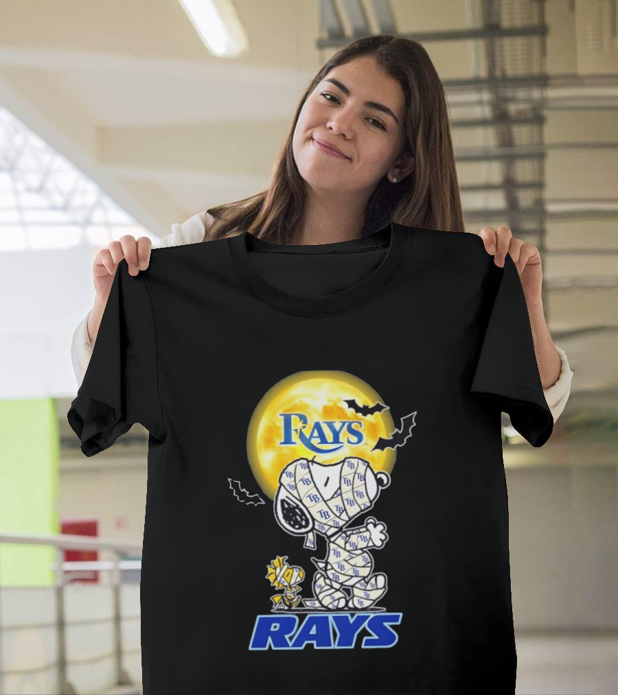 Tampa Bay Rays Snoopy Woodstock Halloween Mummy Moon Bats T-Shirt