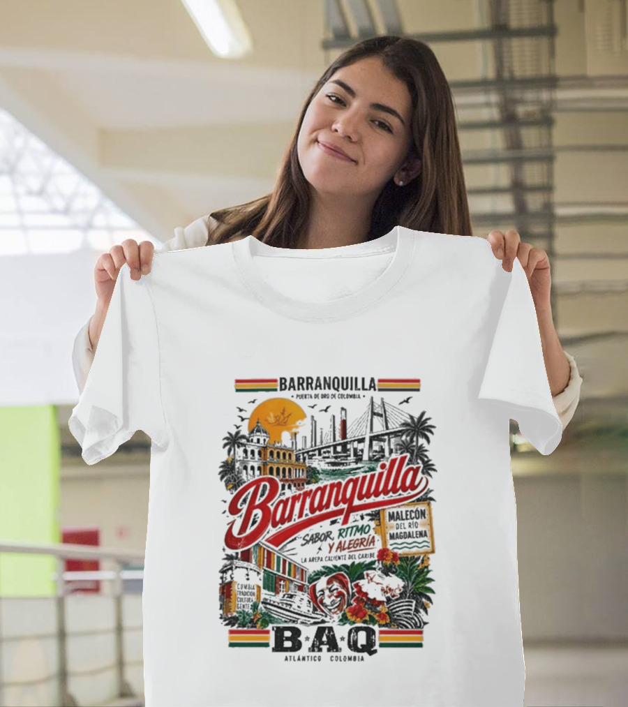 Barranquilla Colombia BAQ Sabor Ritmo Alegria Malecon Atlantico Explora T-Shirt