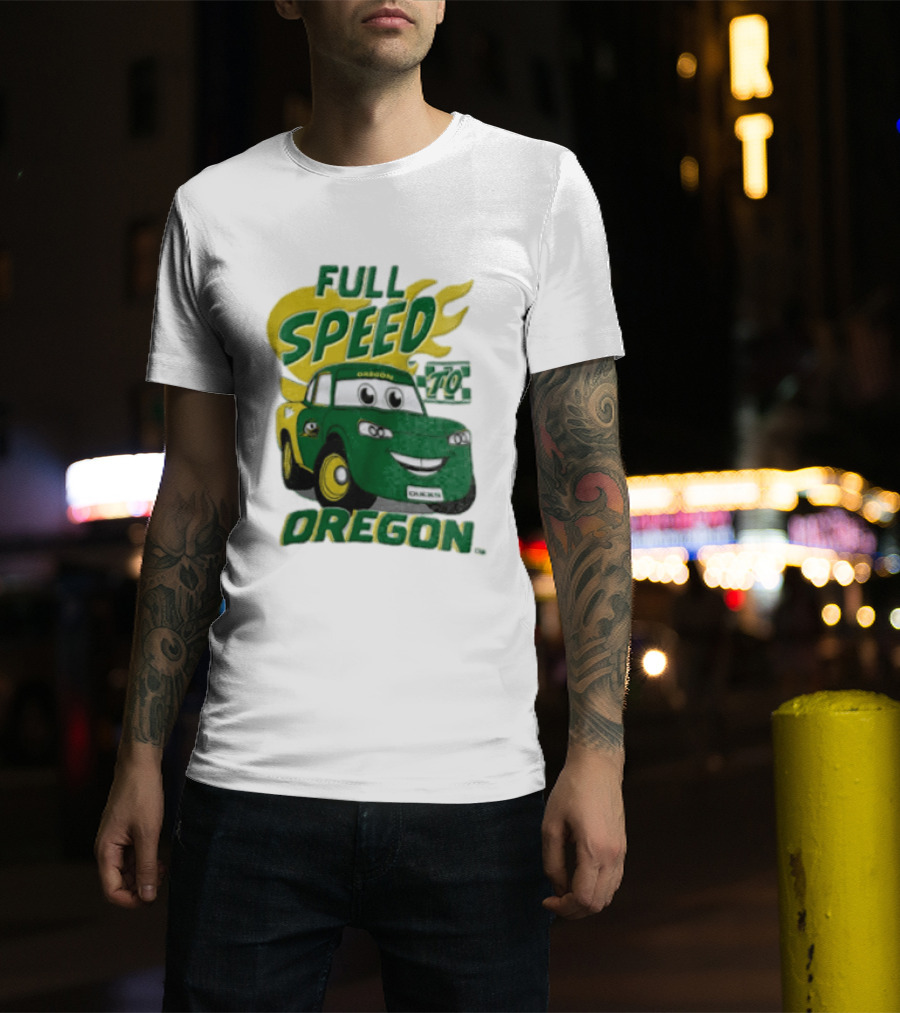 Full Speed Oregon Ducks Car Toon Sporting Team Spirit T-Shirt