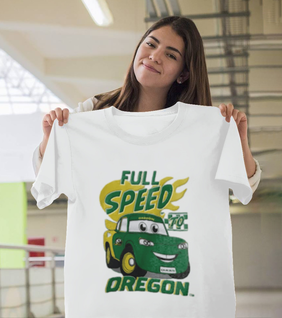 Full Speed Oregon Ducks Car Toon Sporting Team Spirit T-Shirt