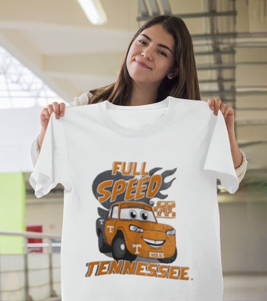 Full Speed Tennessee Vols Truck Cartoon With Flames And Number Plate T-Shirt