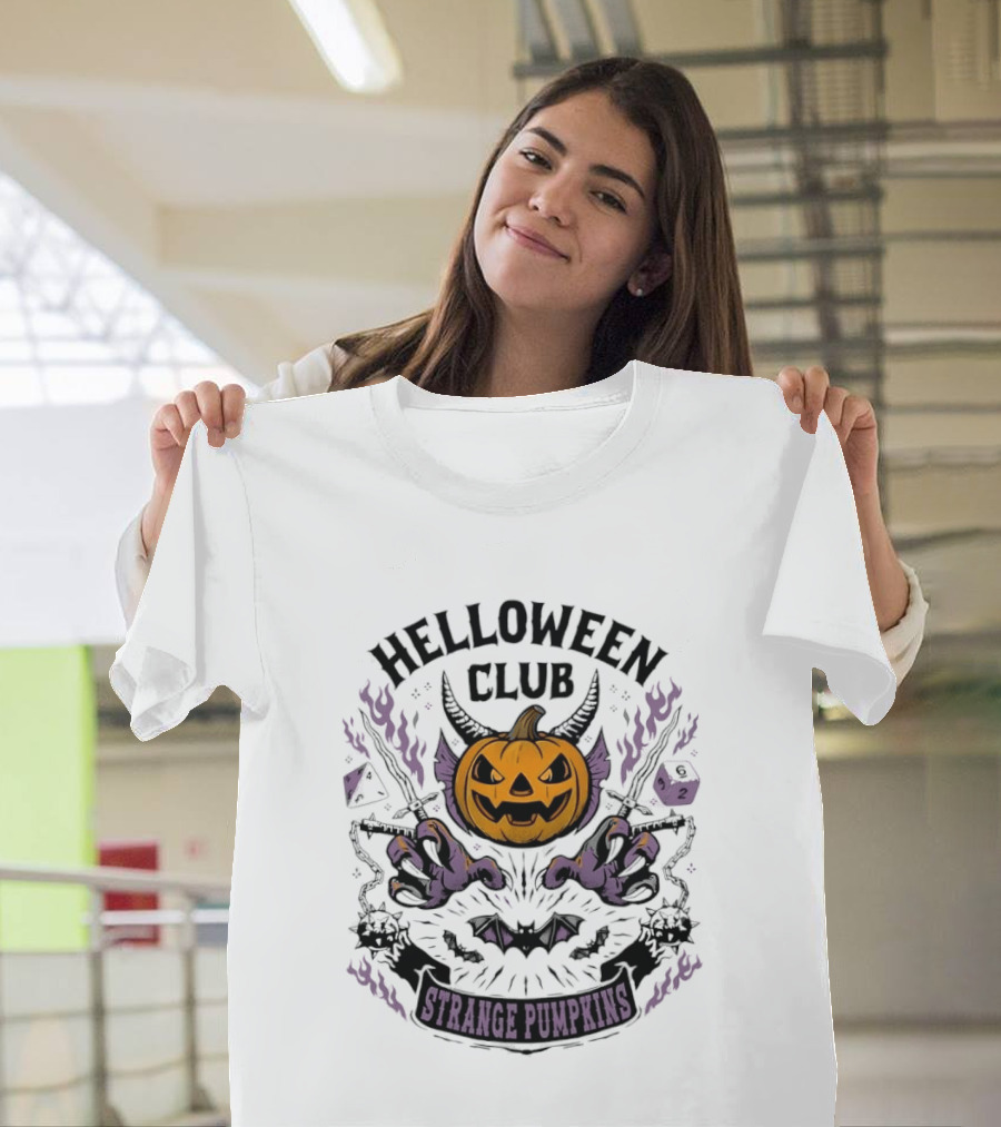 Helloween Club Strange Pumpkins Halloween Jack O' Lantern Monster Claws T-Shirt