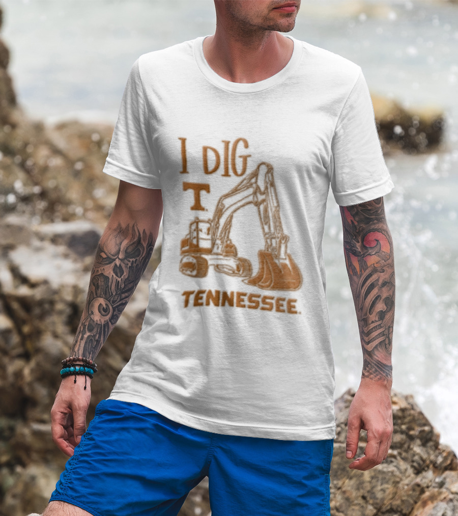 I Dig Tennessee Excavator Orange Text Construction Equipment T-Shirt