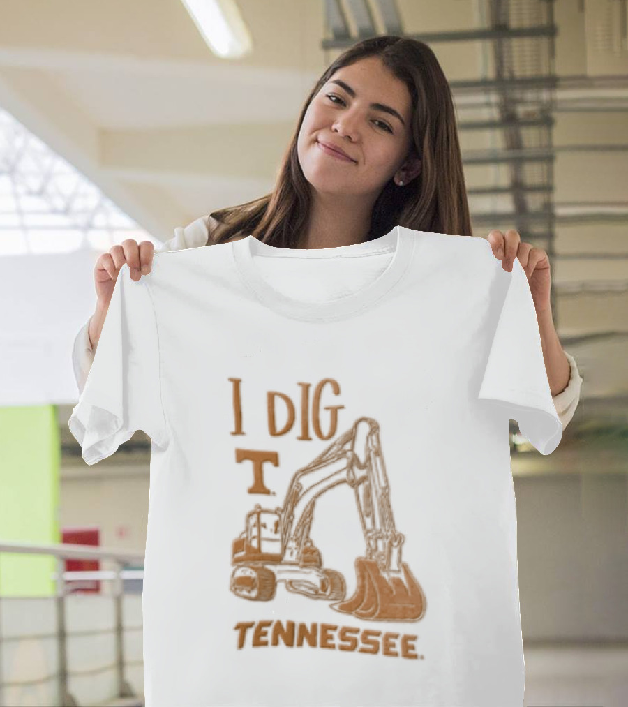 I Dig Tennessee Excavator Orange Text Construction Equipment T-Shirt