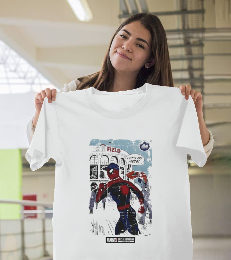Marvel Spiderman Citi Field Let's Go Mets T-Shirt