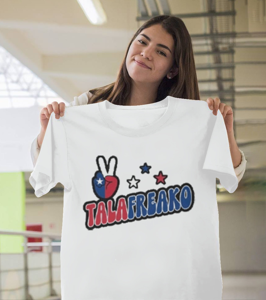 TALAFREAKO Chilean Flag Peace Sign Stars Patriotic T-Shirt