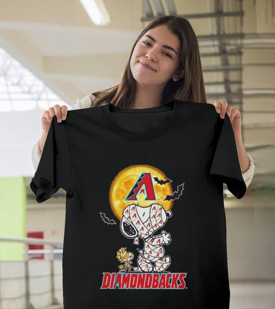 Arizona Diamondbacks Snoopy Woodstock Mummy Halloween Moon Bats T-Shirt