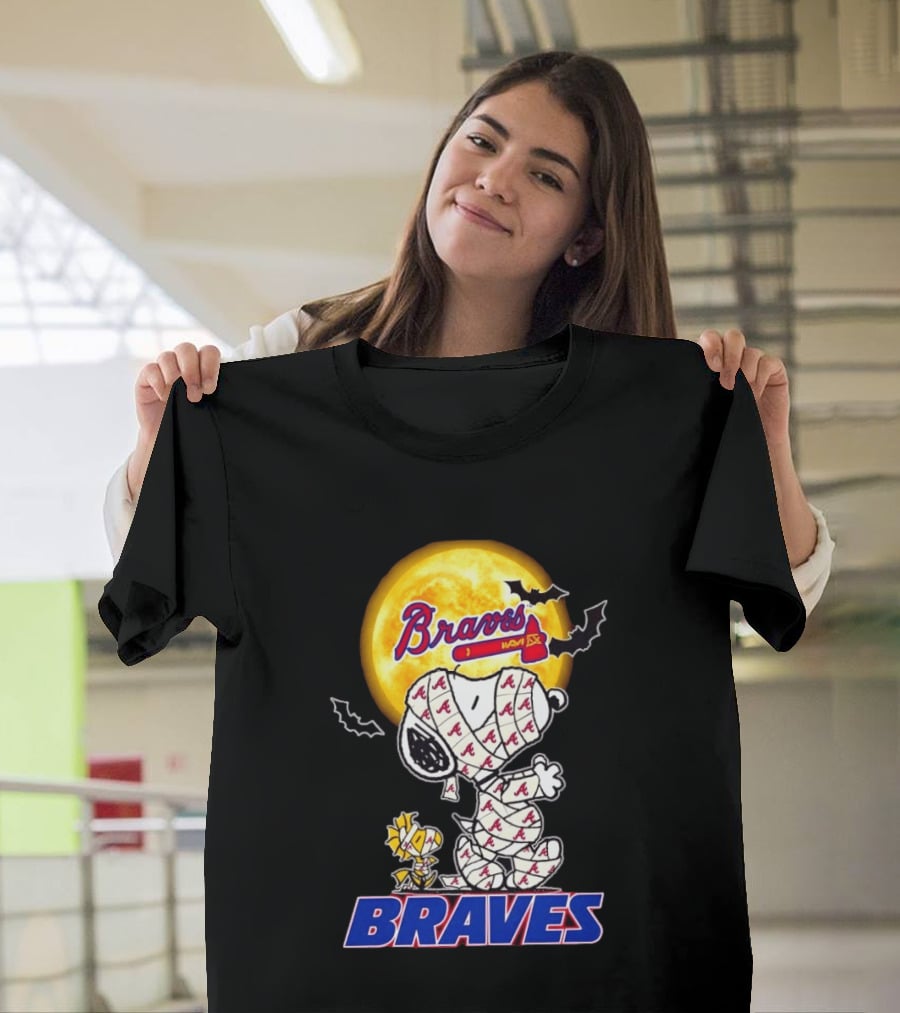 Atlanta Braves Halloween Snoopy Woodstock Mummy Cosplay T-Shirt