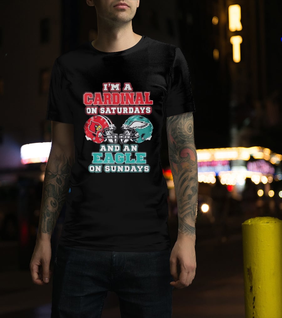 I'm A Cardinal On Saturdays And An Eagle On Sundays Football Helmets T-Shirt