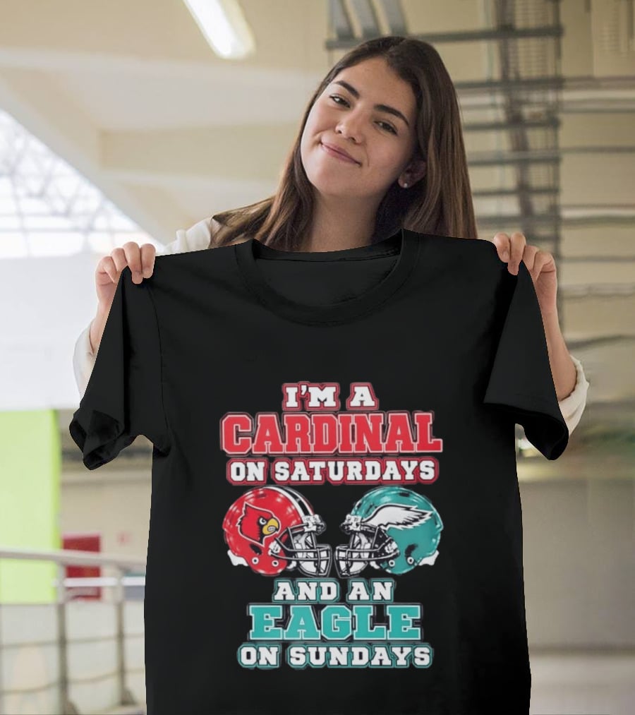 I'm A Cardinal On Saturdays And An Eagle On Sundays Football Helmets T-Shirt