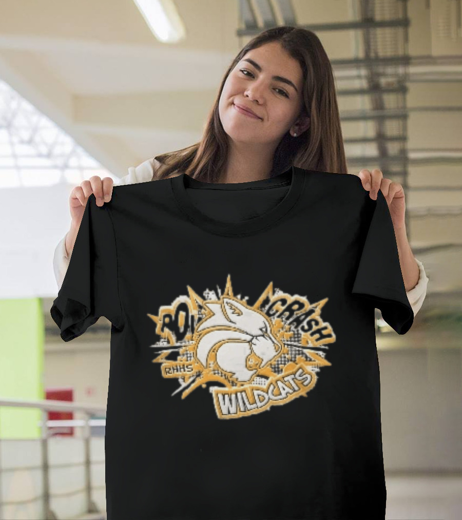 RHHS Wildcats Pow Crash Comic Burst Halftone Head T-Shirt