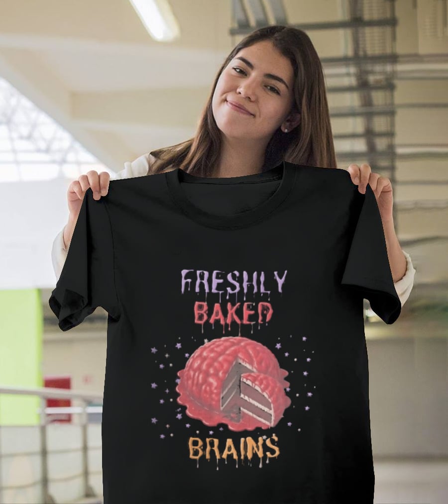 Freshly Baked Brains Red Layered Cake Slice With Stars T-Shirt