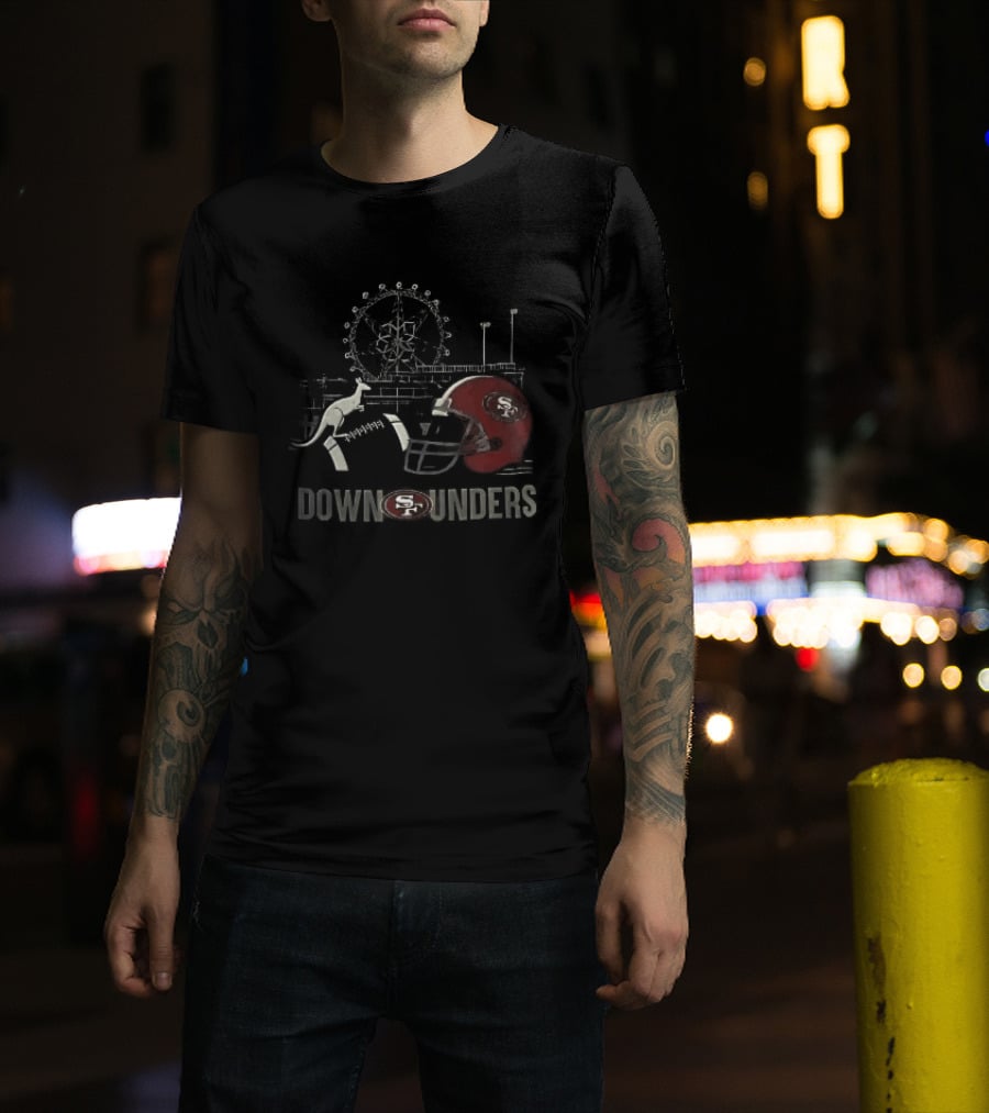 San Francisco 49ers Down Unders Kangaroo Football Helmet Ferris Wheel T-Shirt
