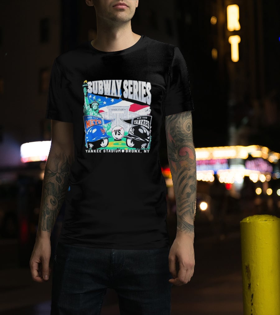 Subway Series Yankee Stadium Bronx NY Mets Yankees Statue Of Liberty T-Shirt