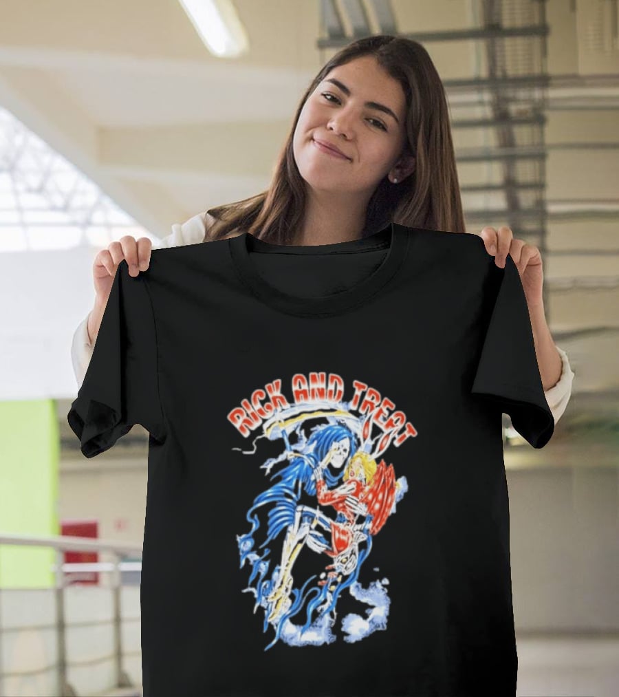 Original Trick And Treat Grim Reaper Bunny Girl Embrace T-Shirt