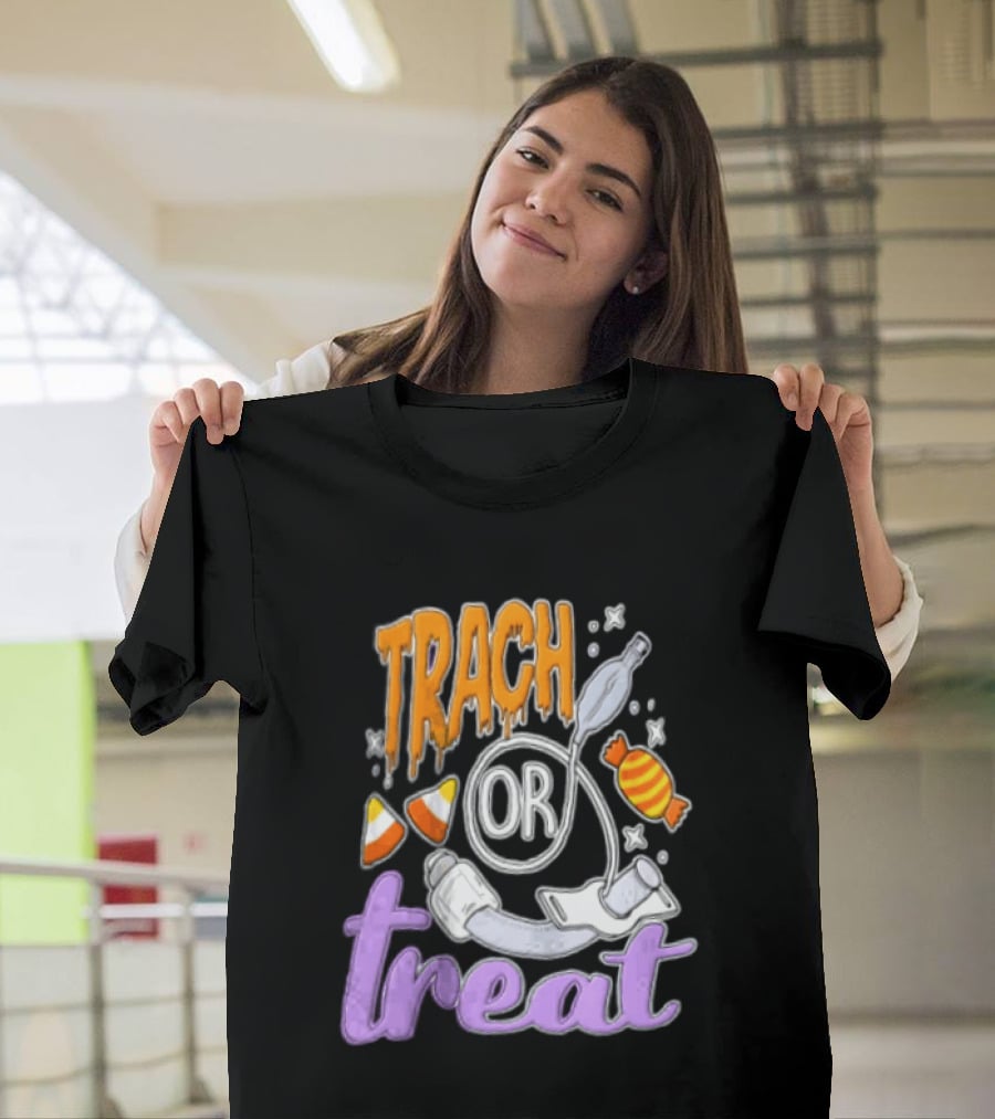 Trach Or Treat Halloween Tracheostomy Medical Candy T-Shirt