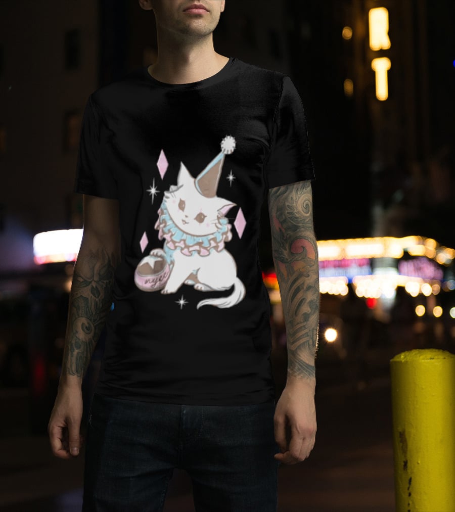Popverse Superfans NYCC 2026 Mock Neck Cat Clown Nyeee T-Shirt