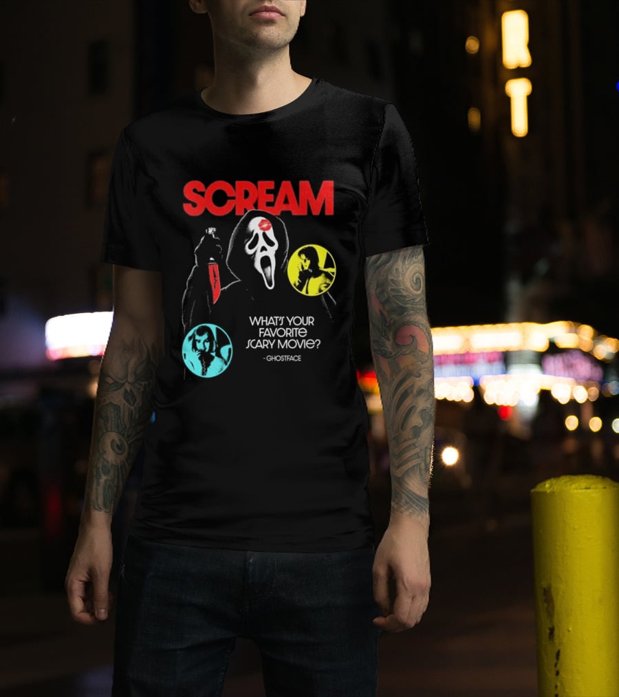 Scream Ghostface What's Your Favorite Scary Movie? T-Shirt