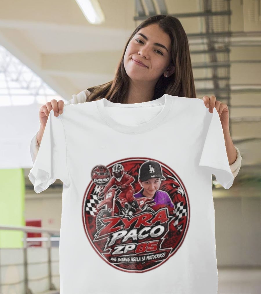 Zyra Paco ZP85 Enduro Ang Batang Agila SA Motocross Dirt Bike Rider Eagle Checkered Flags T-Shirt