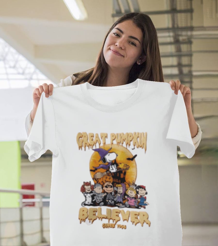 Great Pumpkin Believer Since 1966 Peanuts Halloween Snoopy Woodstock Charlie Brown Linus Sally Lucy Iconic Cartoon T-Shirt
