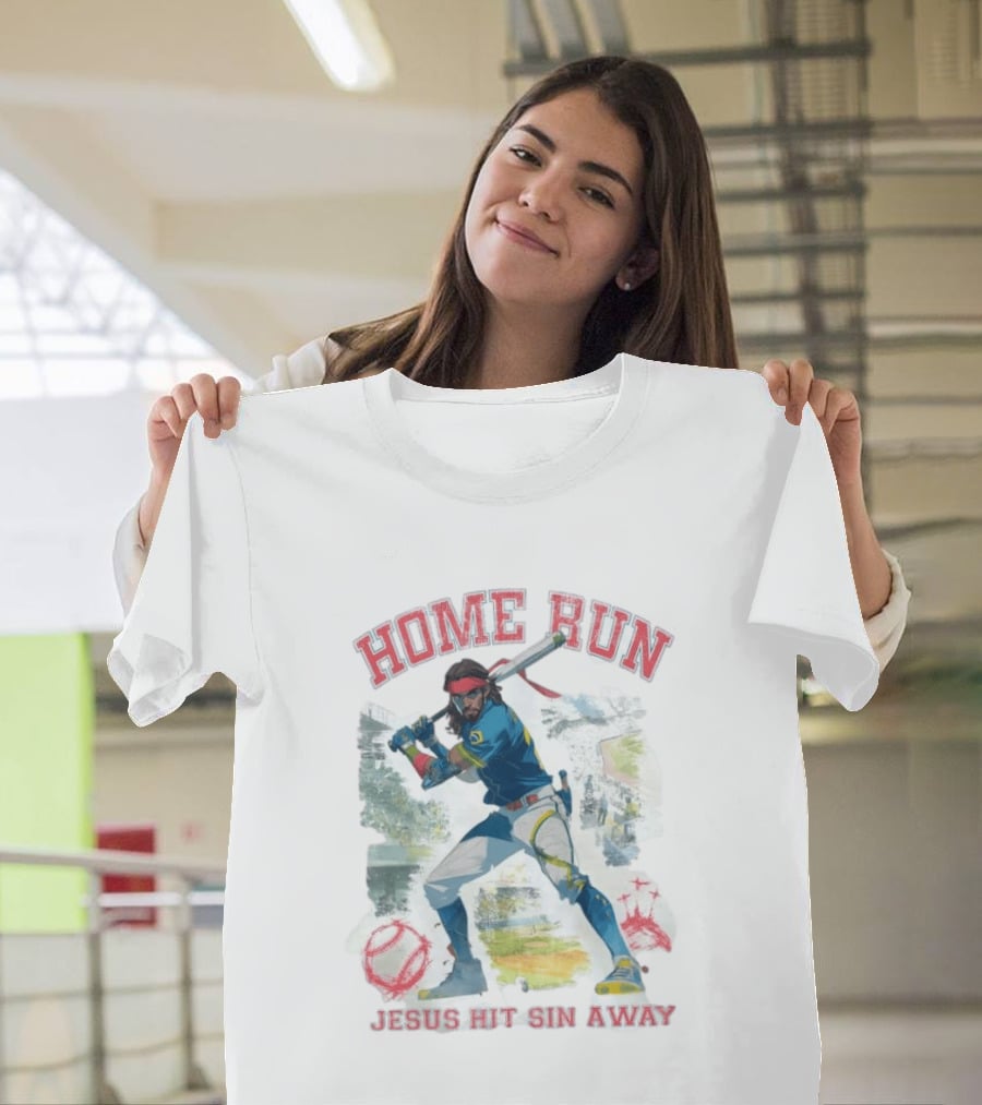Home Run Jesus Hit Sin Away Baseball Faithful Player T-Shirt