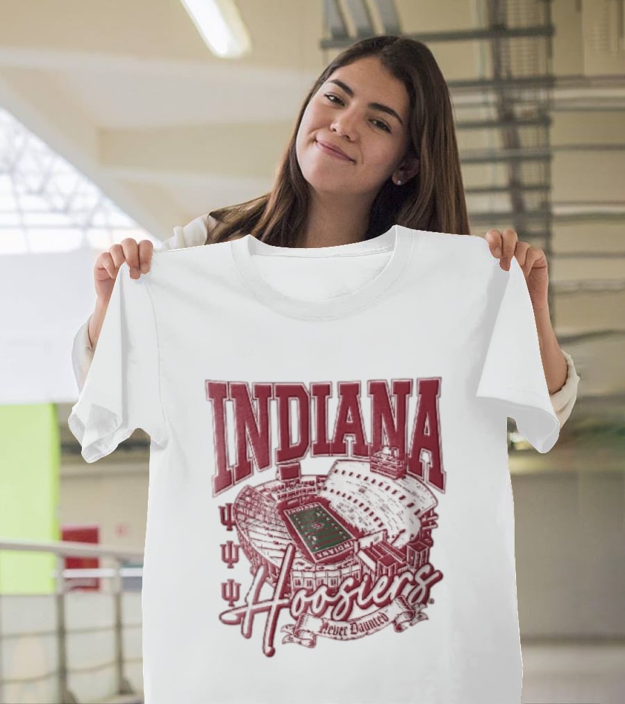 Indiana Hoosiers Never Daunted Memorial Stadium Aerial View Football Field Banner T-Shirt