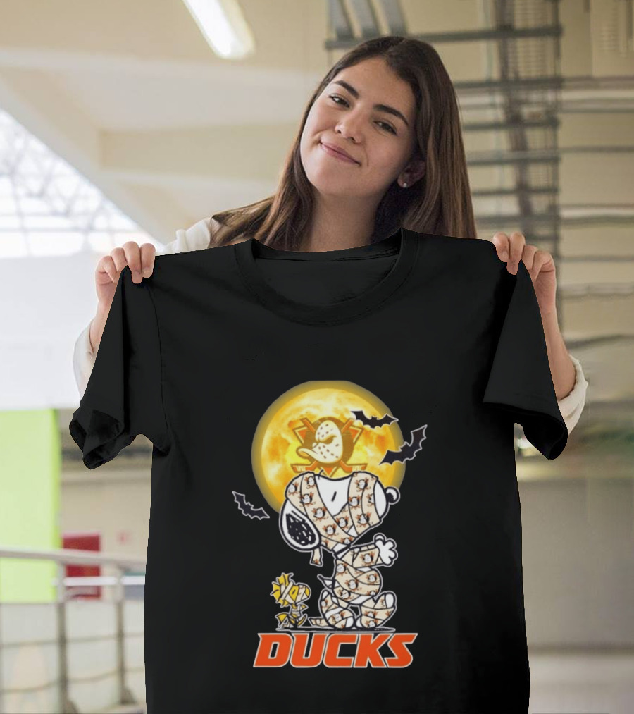 Anaheim Ducks X Snoopy And Woodstock Cosplay Mummy Halloween T-Shirt