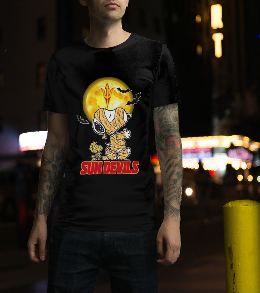 Arizona State Sun Devils Snoopy Woodstock Cosplay Mummy Halloween T-Shirt