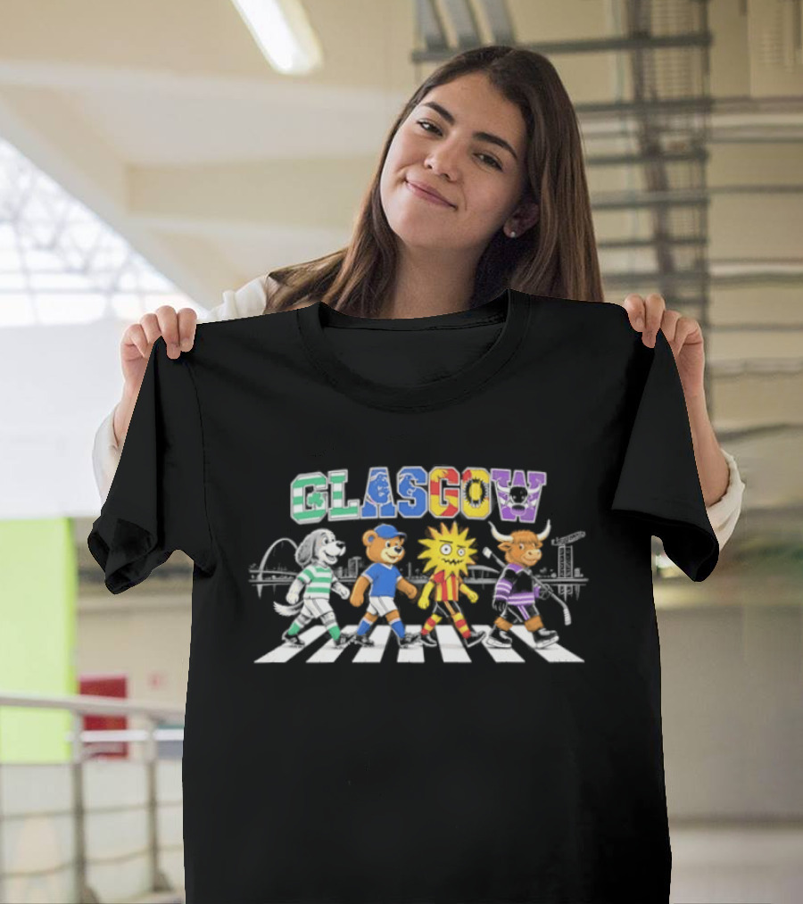 Glasgow Animals Crossing Iconic Abbey Road Rugby Football Soccer T-Shirt
