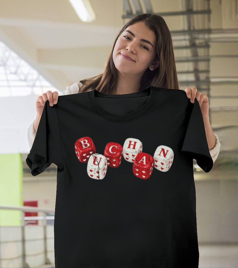 Buchan Store Black Dice With Red Hearts Buchan Dices T-Shirt