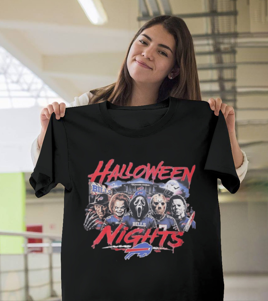 Buffalo Bills Halloween Nights Classic Horror Characters 2026 T-Shirt