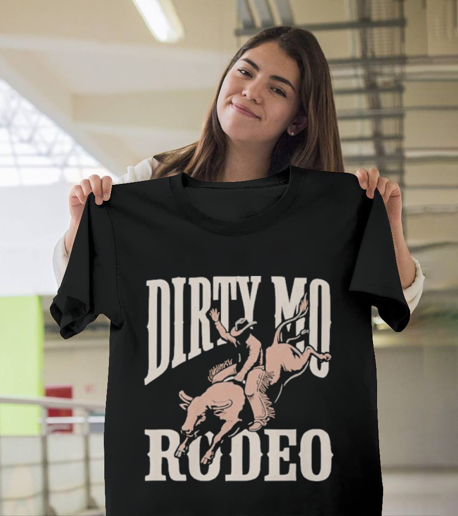 Dirty Mo Rodeo Cowboy Riding Bronco T-Shirt