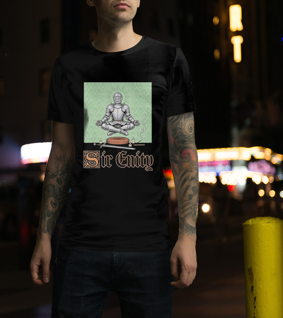 Sir Enity Knight In Meditation With Vintage Design And Candle Accents T-Shirt