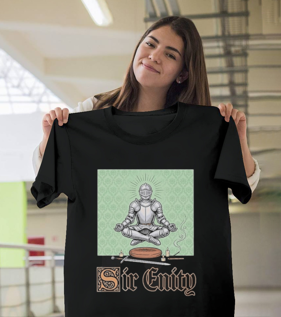 Sir Enity Knight In Meditation With Vintage Design And Candle Accents T-Shirt