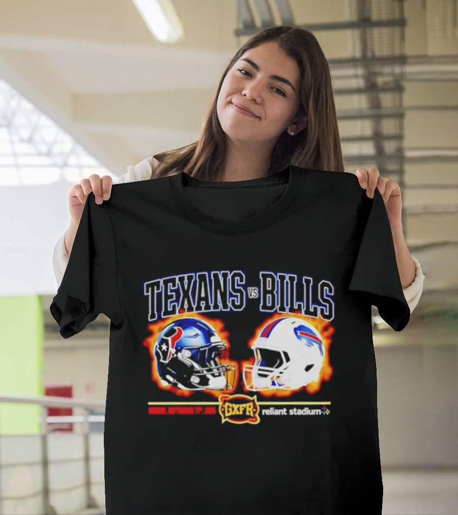 Texans Vs Bills Sunday September 13th 2026 Reliant Stadium Helmet Showdown T-Shirt