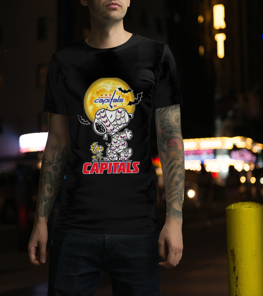 Washington Capitals Snoopy Woodstock Halloween Mummy Cosplay T-Shirt