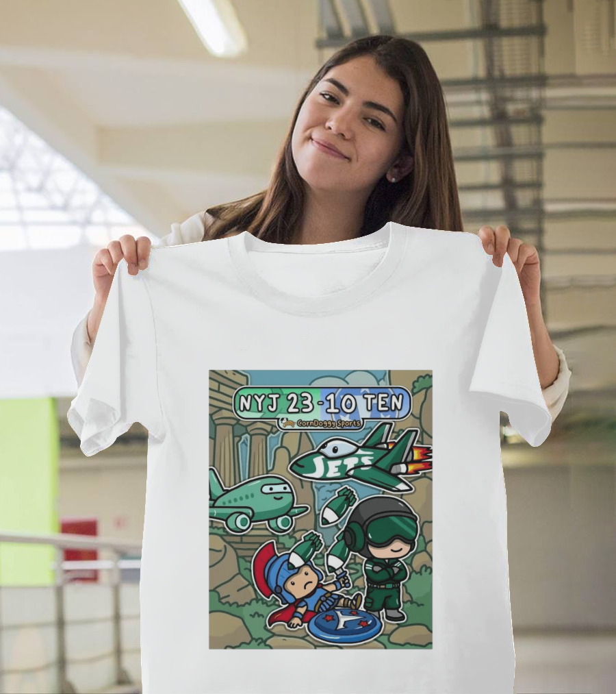 NYJ 23 10 TEN CornDoggy Sports New York Jets Tennessee Titans Fan T-Shirt