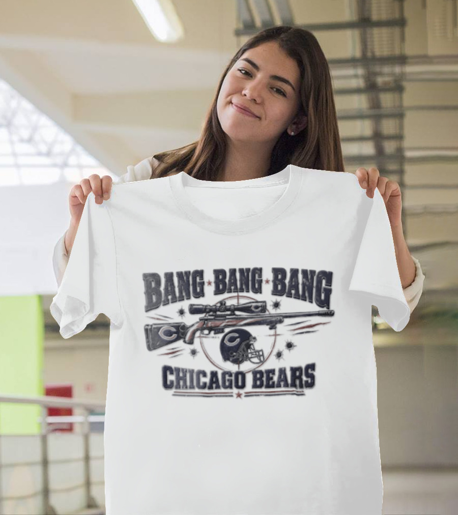 Chicago Bears Bang Bang Bang Sniper Rifle Football Helmet Target T-Shirt