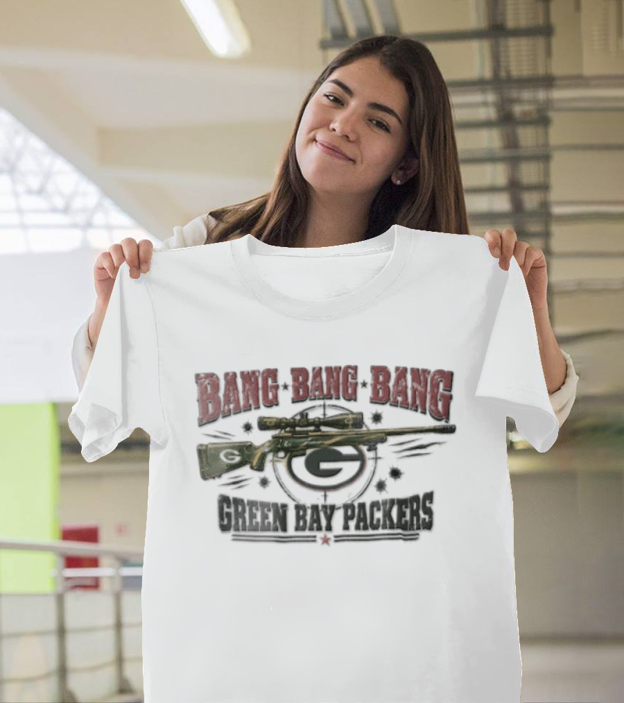 Bang Bang Bang Green Bay Packers Sniper Rifle Bullet Holes Target T-Shirt