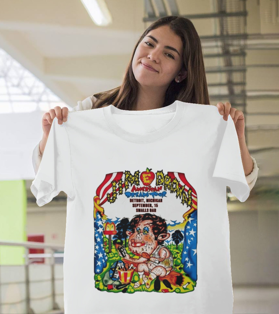 Jim E. Brown American Dream Tour Detroit Michigan September 15 Smalls Bar Concert T-Shirt