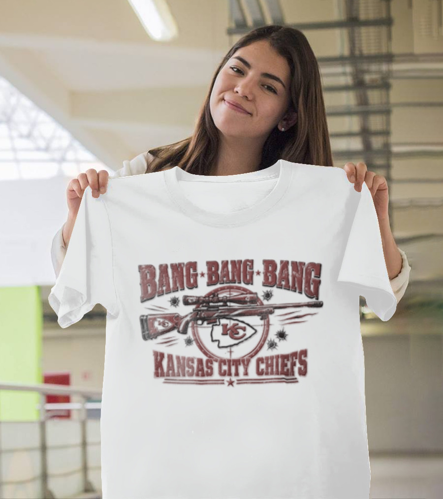 Kansas City Chiefs Bang Bang Bang Sniper Rifle Bullet Holes T-Shirt