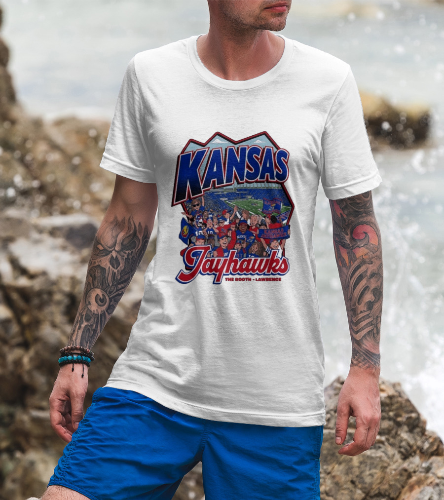 Kansas Jayhawks The Booth Lawrence Kansas Memorial Stadium Game Day Crowd T-Shirt