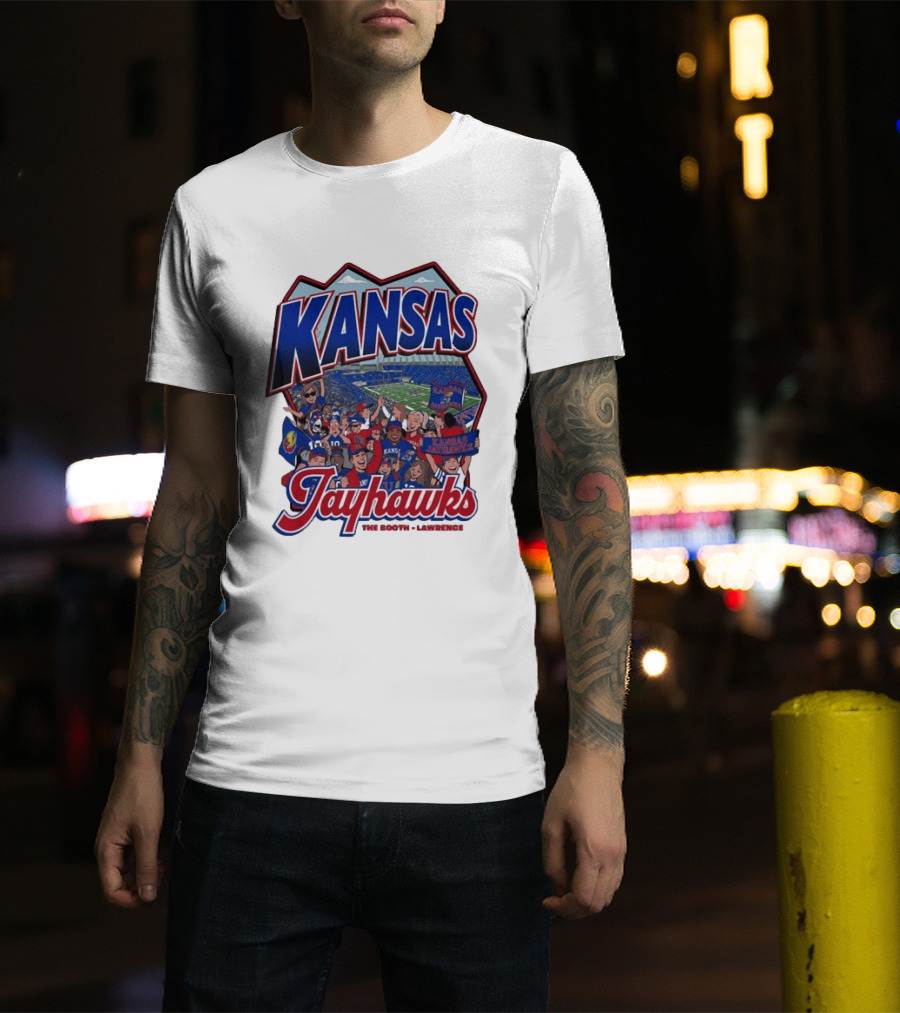 Kansas Jayhawks The Booth Lawrence Kansas Memorial Stadium Game Day Crowd T-Shirt