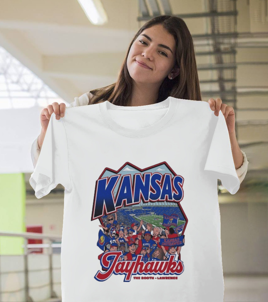 Kansas Jayhawks The Booth Lawrence Kansas Memorial Stadium Game Day Crowd T-Shirt
