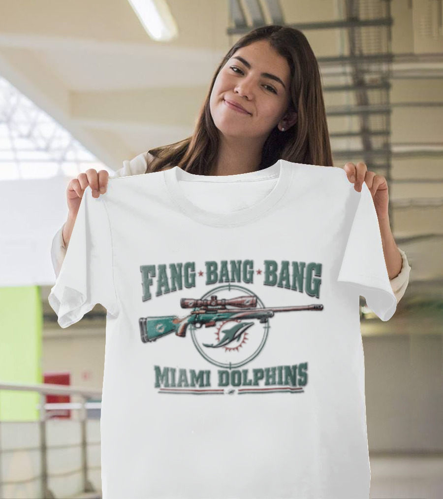 Fang Bang Bang Miami Dolphins Sniper Rifle Scope Crosshair Distressed T-Shirt
