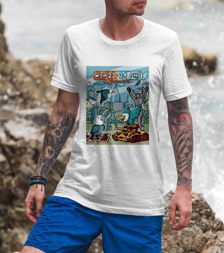 CornDoggy Sports WSH 22 24 PHI Washington Vs Philadelphia Eagles And Tank Scene T-Shirt