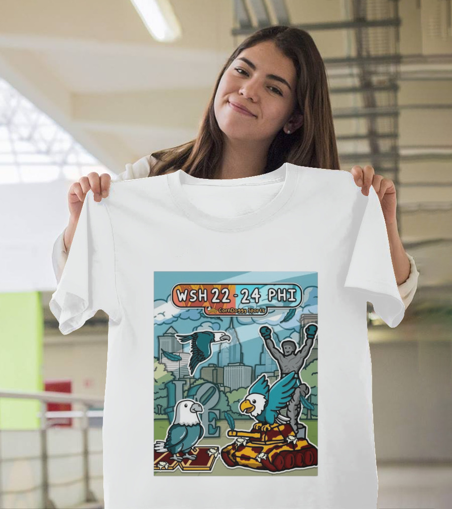 CornDoggy Sports WSH 22 24 PHI Washington Vs Philadelphia Eagles And Tank Scene T-Shirt