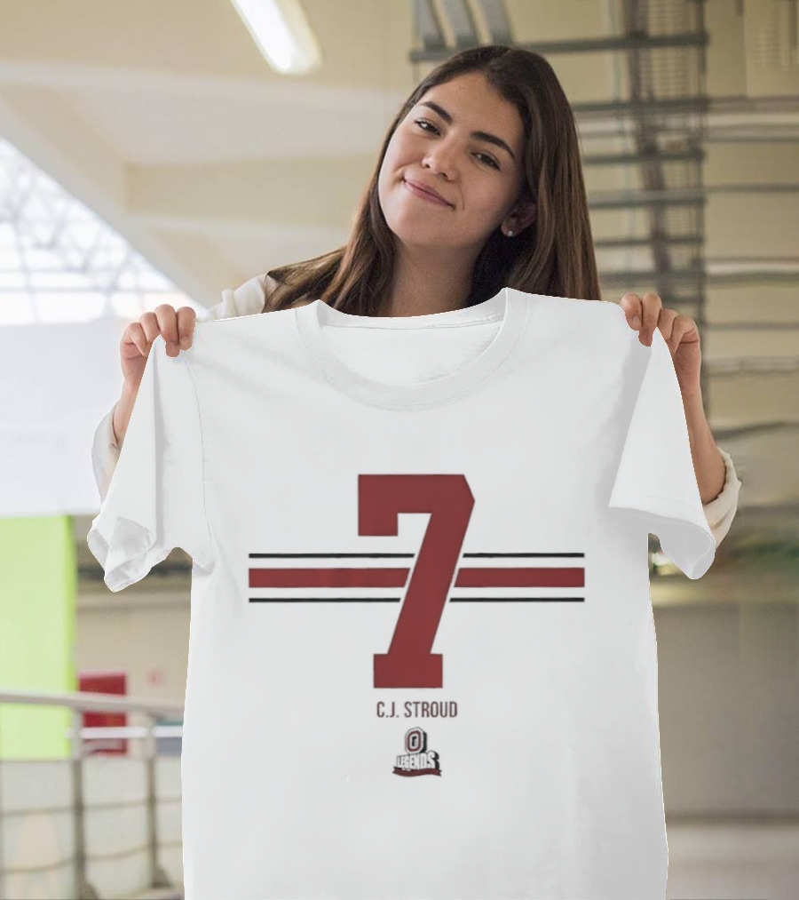 Ohio State Buckeyes C.J. Stroud 7 Stripe Football T-Shirt
